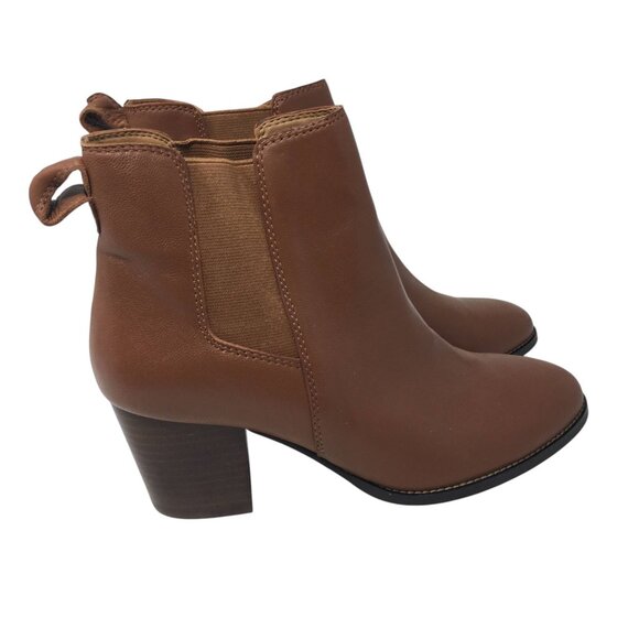 J. Crew Factory Rory Leather Heeled Chelsea Ankle Boots Brown Women's Size 9.5 - Picture 1 of 12